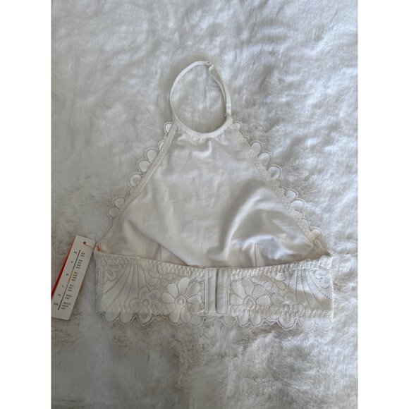 Colsie sz XS White High Neck Lace Bralette Bra Lace Overlay Halter Tank - Picture 5 of 5